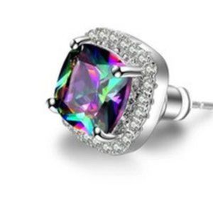 Silver Sparkle Earrings with Purple and Blue Hues!